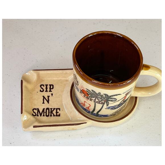 Old Novelty Florida Coffee Cup and Ashtray Set. Very Cool and Unusual - Picture 1 of 5
